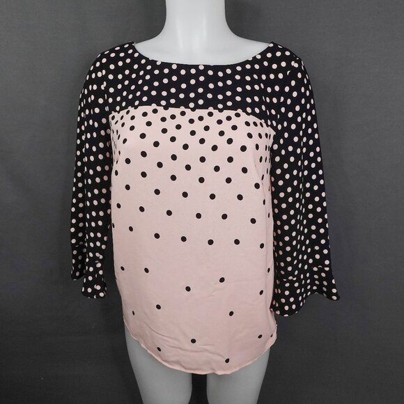 Talbots Women Top XS Pink Black Polka Dot Timeless Old Money Preppy Statement - Picture 1 of 12